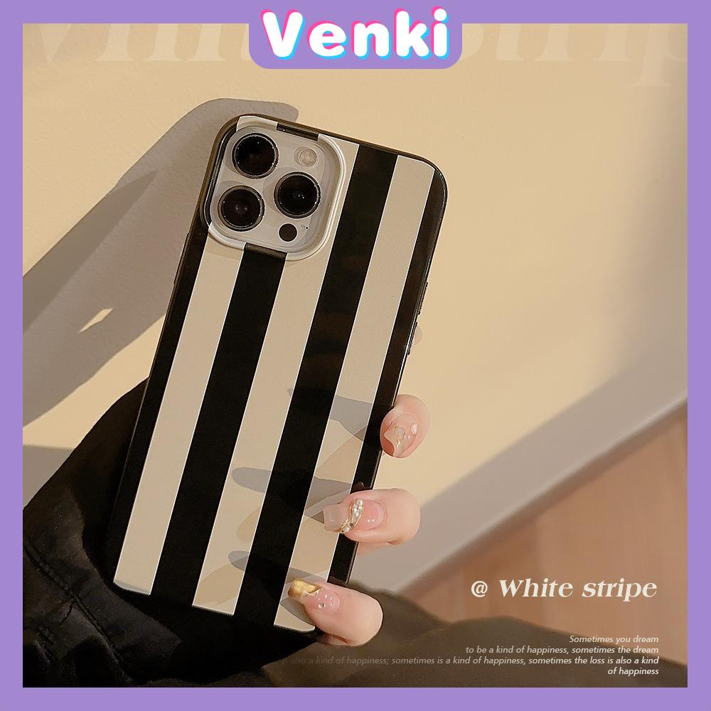 VENKI - Untuk iPhone 11 iPhone Case Hitam Glossy TPU Lembut Tahan Guncangan Perlindungan Kamera Garis Hitam dan Putih Sederhana Kompatibel dengan iPhone 14 13 Pro max 12 Pro Max xr xs max 7 8