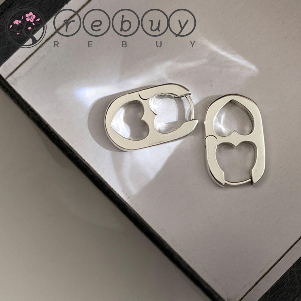 REBUY Rebuy Women Earrings Sweet Geometric Fashion Design Berongga Hati Temperamen Lady Anting Hidung Babi