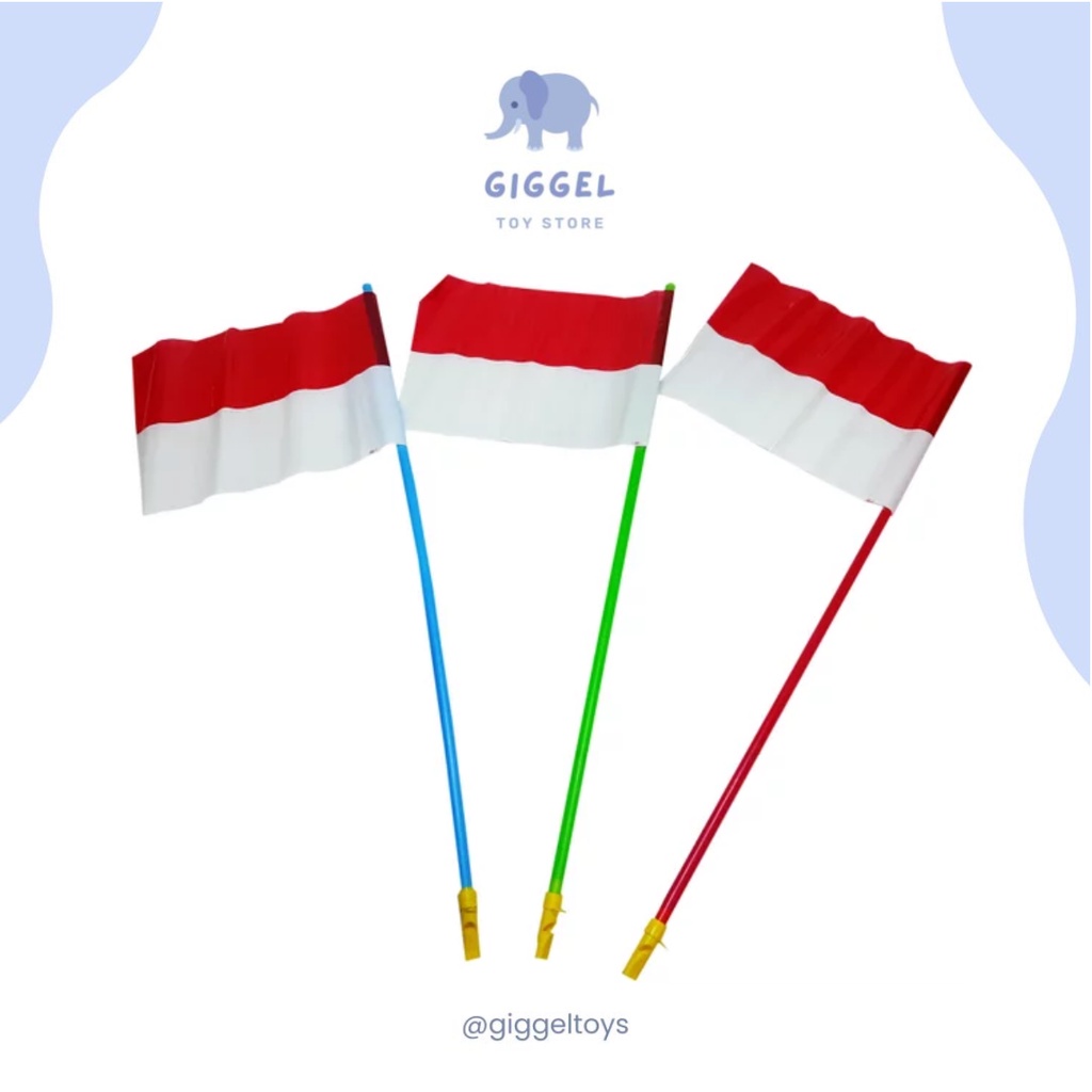 [ Giggel ] Mainan Pluit Bendera Merah / Tongkat Bendera Merah Putih HUT RI