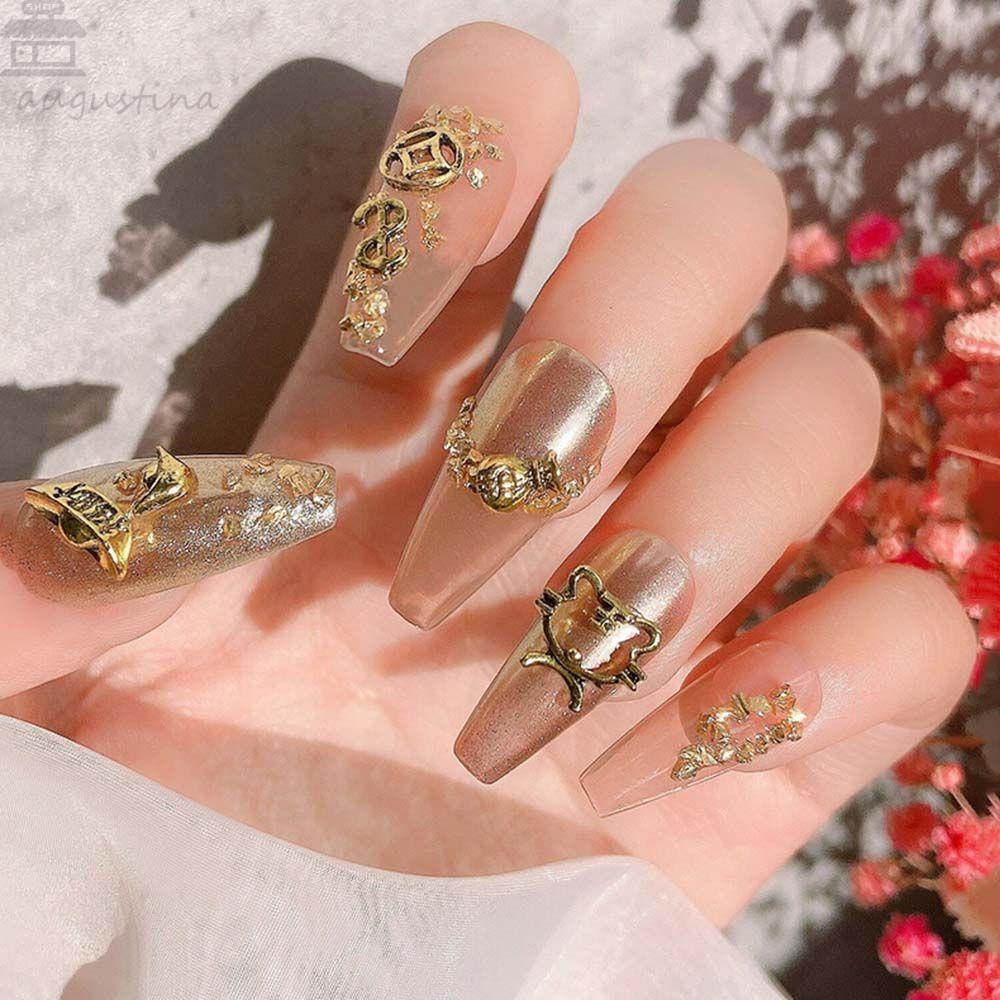 AUGUSTINA Augustina New Year Nail Art Lucu Koin Cina2022Tahun Dolar Amerika Emas Ingots DIY Nail Art Alat