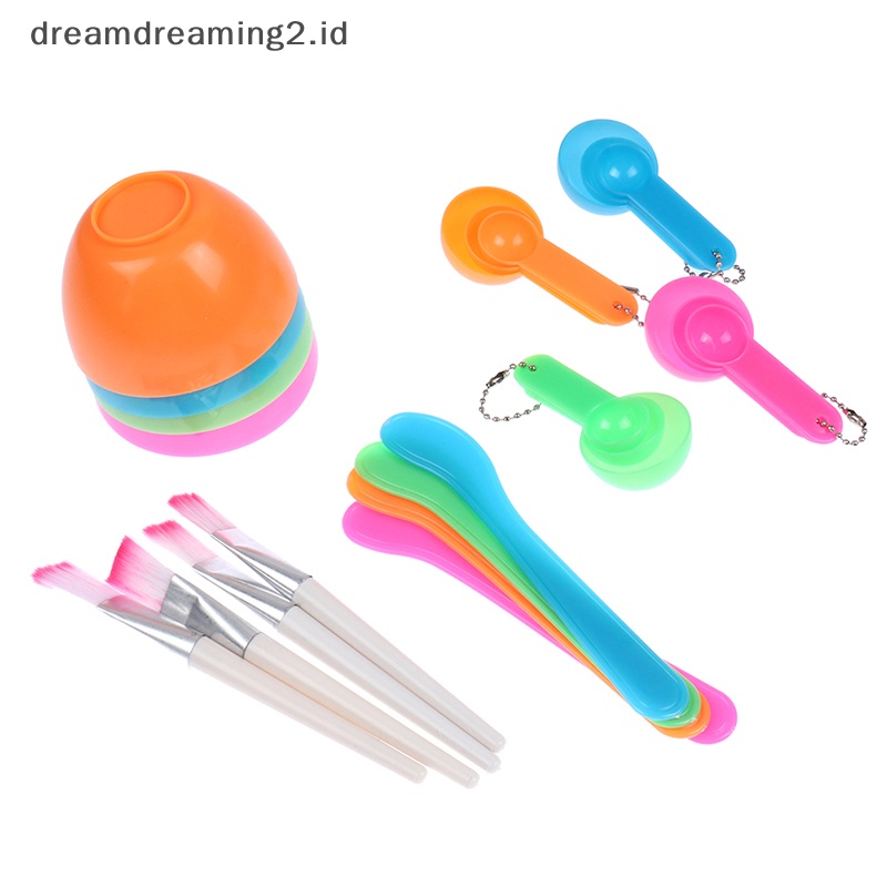 (drea) 4pcs /Set Sikat Wajah Masker Mangkok Sendok Set Masker Brush Bar DIY Alat Kecantikan //