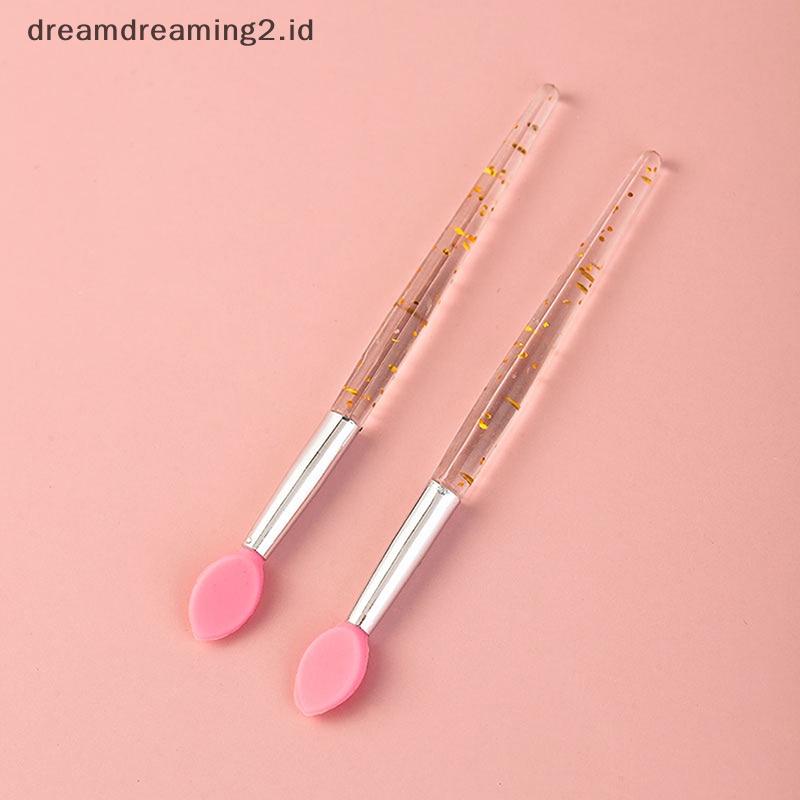 (drea) 10pcs Kuas Aplikator Bibir Eyeshadow Kepala Silikon Lembut Makeup Brushes Dengan Crys //