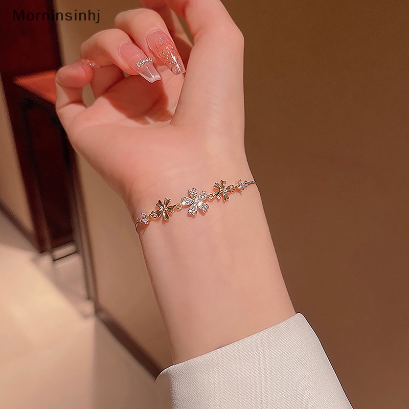 Mornin Opal Bunga Adjustable Warna Emas Gelang Untuk Wanita Kecil Halus Penuh Berlian Imitasi Gelang Perhiasan Pernikahan Pesta Hadiah id