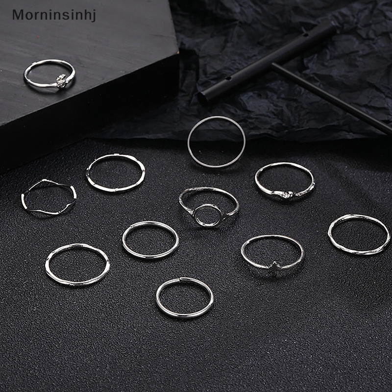 Mornin 11Pcs /Set Bohemian Open Adjustable Rings Cincin Untuk Wanita Perhiasan Cincin Set Ulang Tahun Anniversary Hadiah id