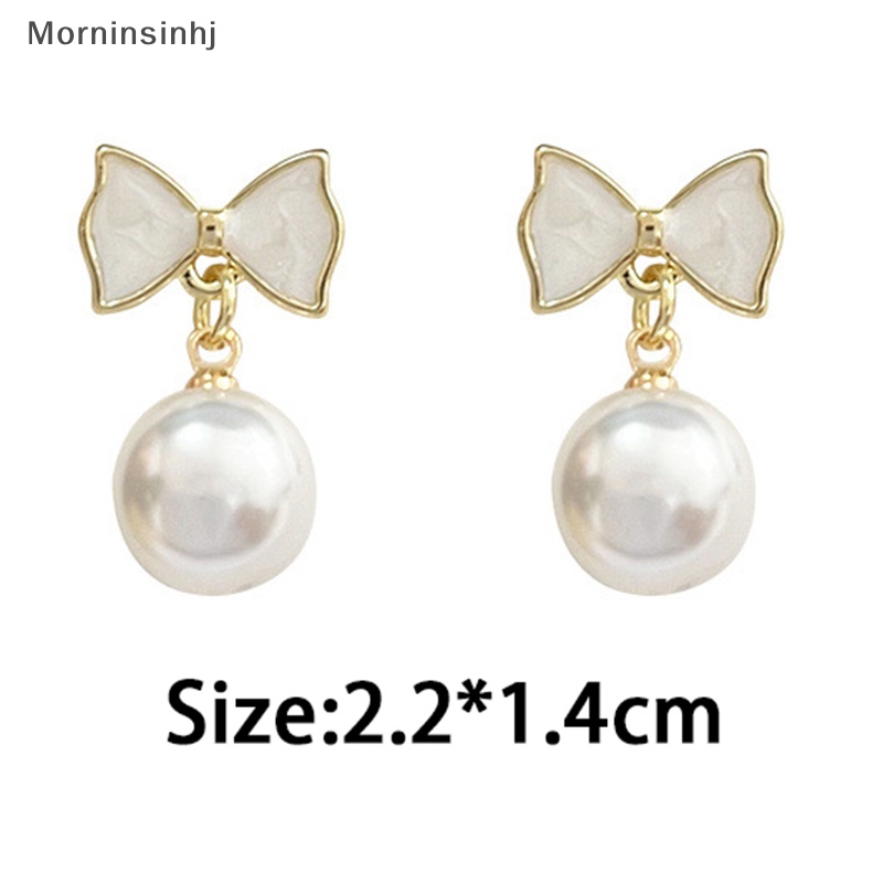 Mornin Fashion Wanita Kepribadian Sederhana Indah Temperamen Anting Busur Simpul Shell Mutiara Anting Perhiasan id