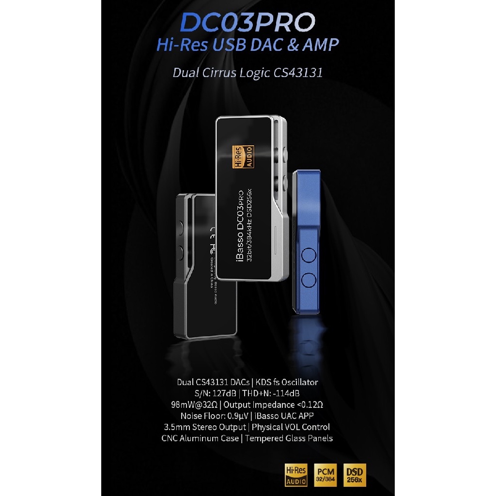 PNK23 iBASSO DC03 PRO - Type-C to 3.5mm Portable Headphone Amplifier