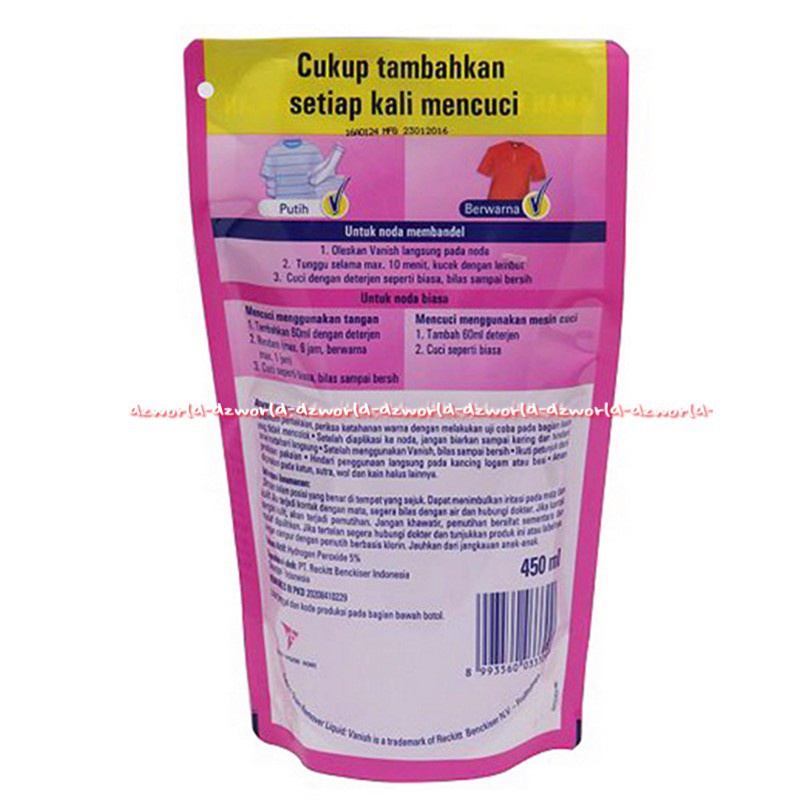 Vanish Refill Vanish Cair 425ml Penghilang Noda Pakaian berwarna Pouch Refil Isi Ulang Plastik Fanish Vanis Refill