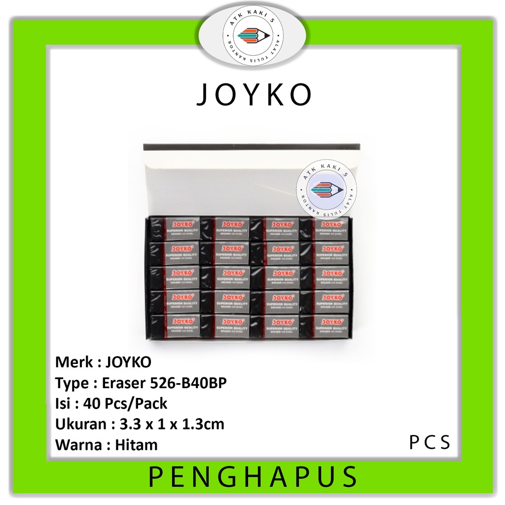 

JOYKO - Penghapus Pensil Hitam Kecil Eraser 526-B40BP - PCS