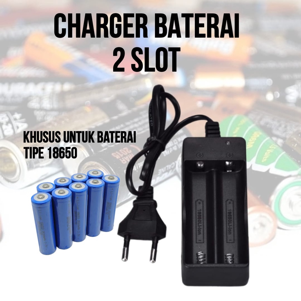 Alat Cas Casan Baterai Batre Charger SwatcPowerbank Deskop Baterai Lithium Senter Laptop Vape Powerbank 18650 1000mAh 4.2V Volt Dual Battery Kabel 2 Slot 240V Non LCD