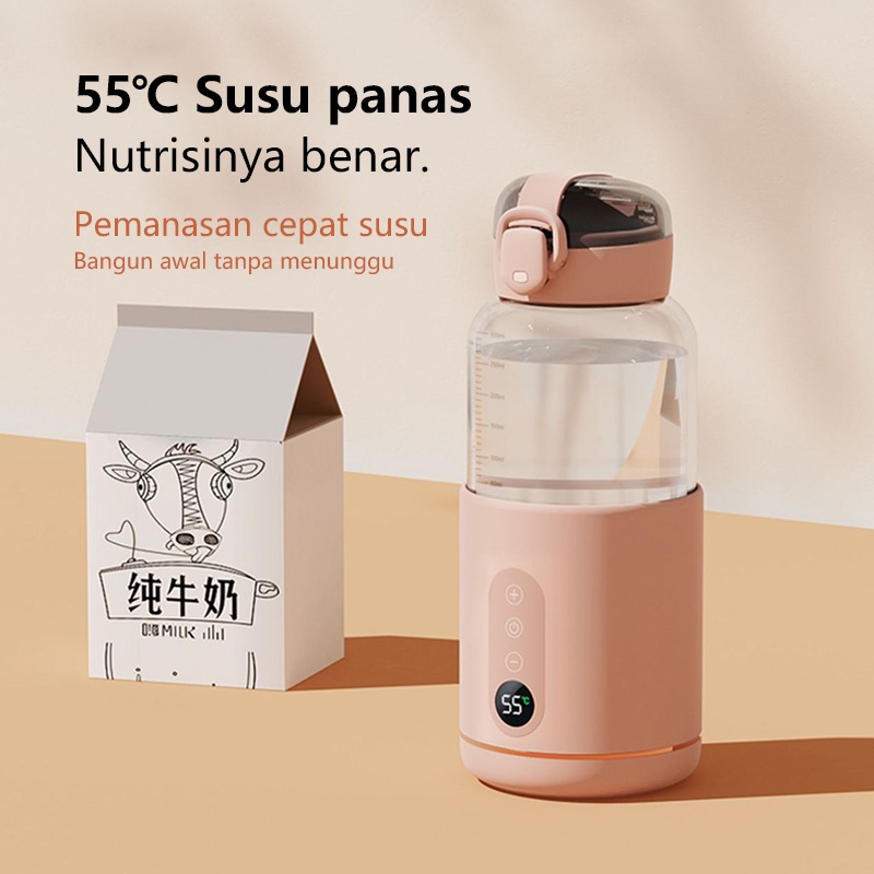 PENGHANGAT BOTOL SUSU 300ML NIRKABEL USB DISPLAY LED PORTABEL TERMOSTATIK BOTOL BAYI JR01