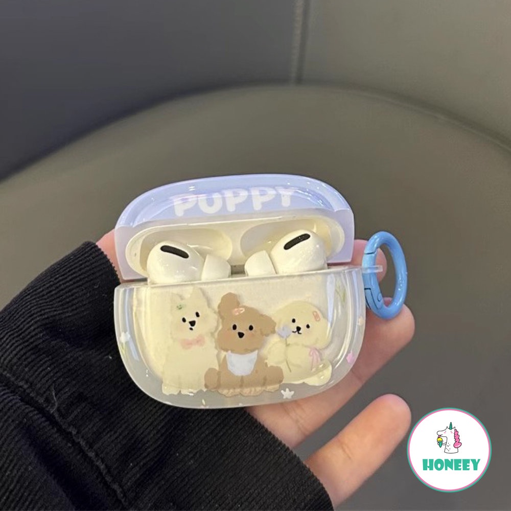 Korea Bunga Lucu Puppy Headset Case Untuk Airpods Pro 2case Dengan Balon Anjing Liontin Nirkabel Earphone Cover Untuk Airpods 1 2 3