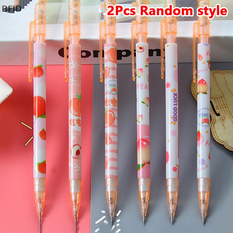 [BFID] 2pcs 0.5mm Cute Honey Peach Press Pensil Mekanik Otomatis Perlengkapan Kantor Sekolah Hadiah Alat Tulis Siswa [ID]