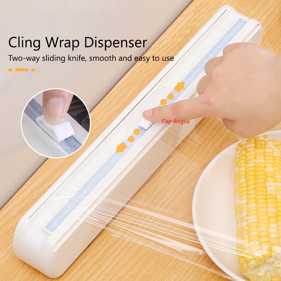 CLING WRAP DISPENSER PLASTIK FILM MAKANAN SLIDING CUTTER HOLDER FOOD WRAPPING ALUMUNIUM FOIL BAKING