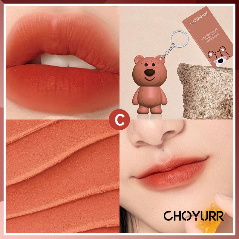 【COD】COCO ZHEKUN Lipstik Gantungan Lucu Beruang Kunci Lip Cream Matte Portabel -CH