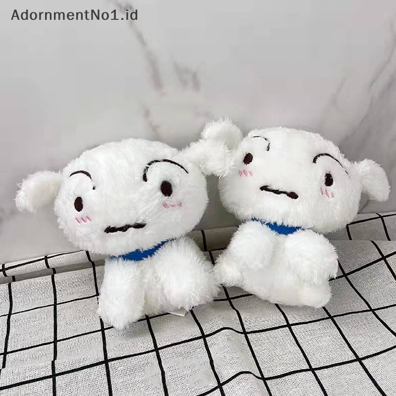 [AdornmentNo1] 10cm Crayon Shinchan gantungan kunci Shiro anjing putih siswa ransel liontin boneka Mini lucu Shin-chan boneka mewah hadiah untuk anak-anak