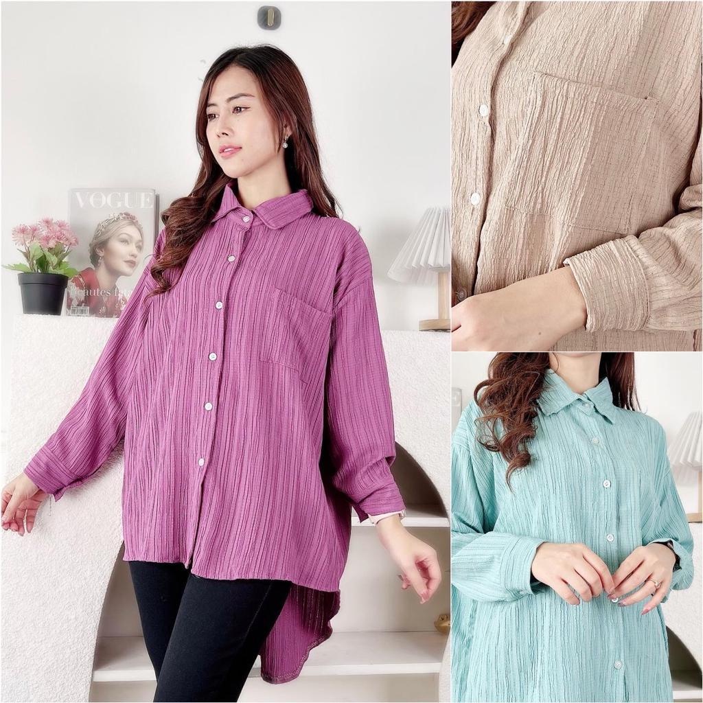 BEFAST - ZEC OOTD WANITA BLOUSE TIA / Luna LADY CRUSH Oversize Blouse / Pakaian Casual Wanita / Blouse Oversize Terbaru / Outfit Daily Wanita Kerja / Atasan Wanita Lengan Panjang / Fashion Kekinian Remaja ABG Trendy / Blouse Polos Forml Jumbo