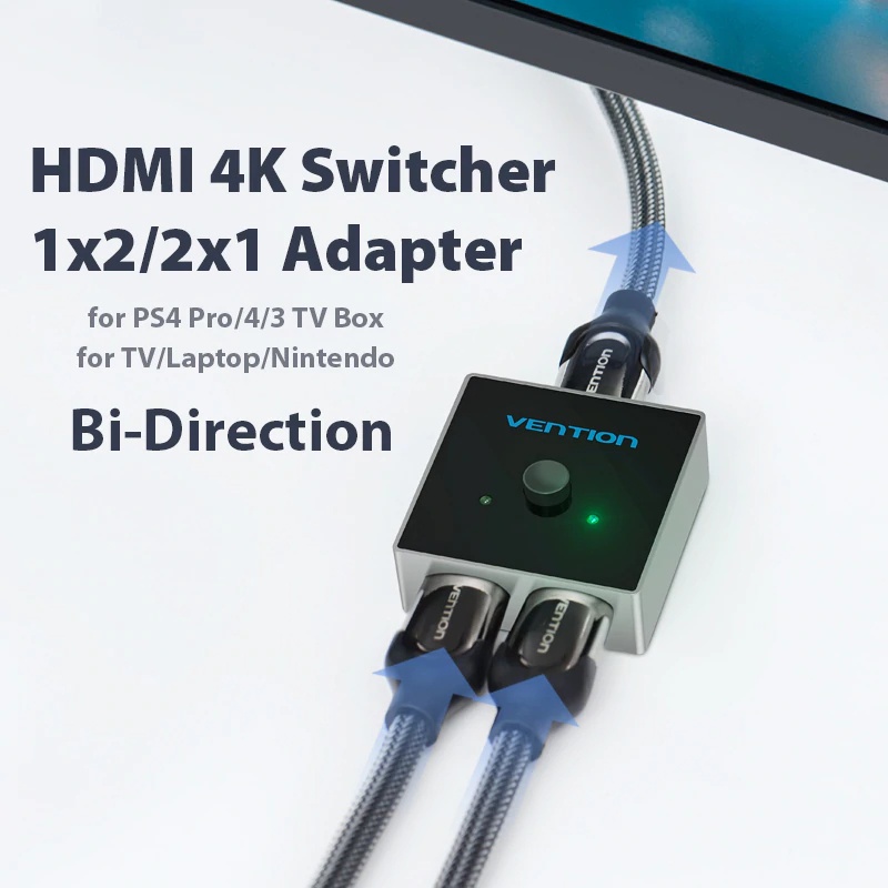 VENTION HDMI Switch Bi-Direction 2.0 Adapter 2 in 1 For PS4 Pro 4 3