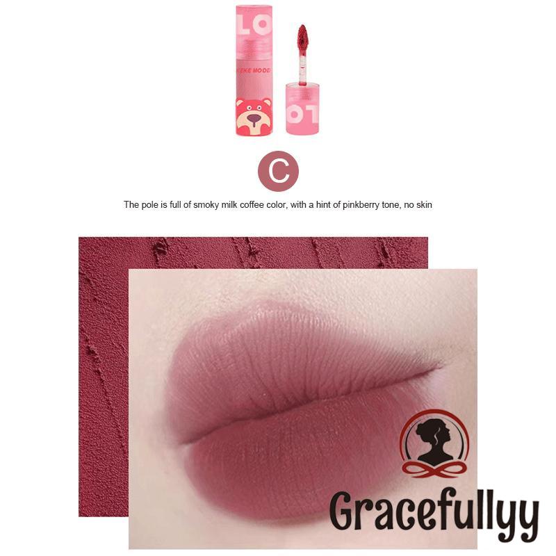 [COD]KEKEMOOD Lip Gloss Strawberry Bear Lip Glaze Matte Moisturizing Lip Mud Tahan Air Tahan Lama-GY