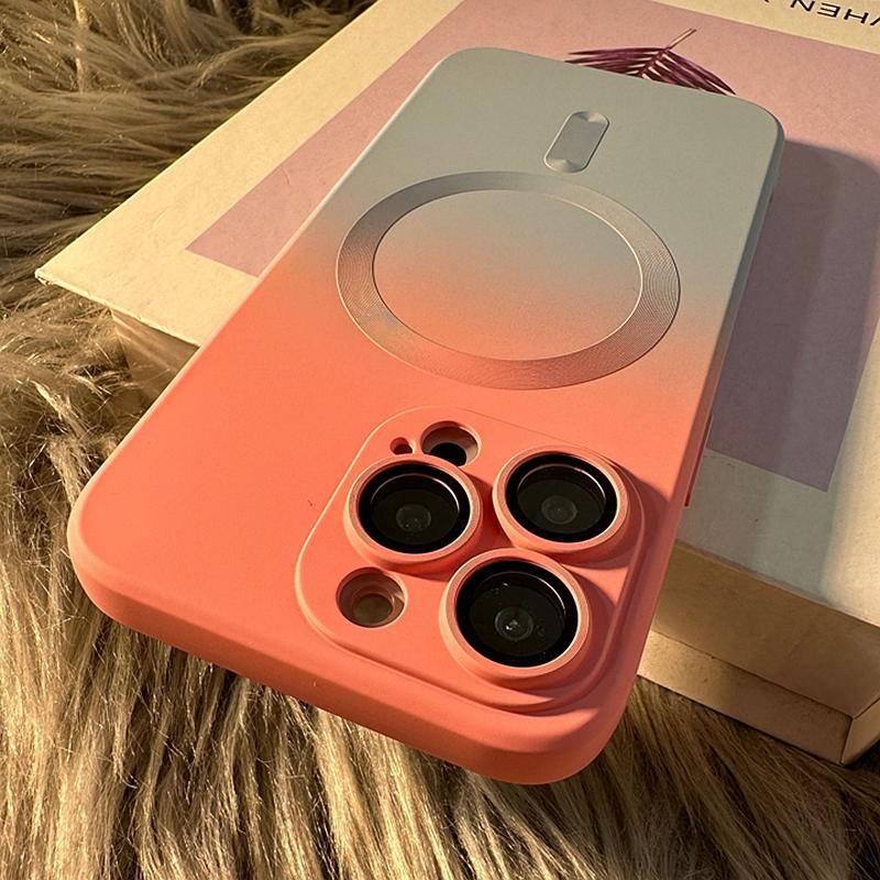 IPHONE Luxury Magsafe Wireless Charge Matte Case Untuk iPhone13 12 11 Pro MAX Lembut Bumper Magnetik Gradien Warna Cover Untuk iPhone13 iPhone12 iPhone11