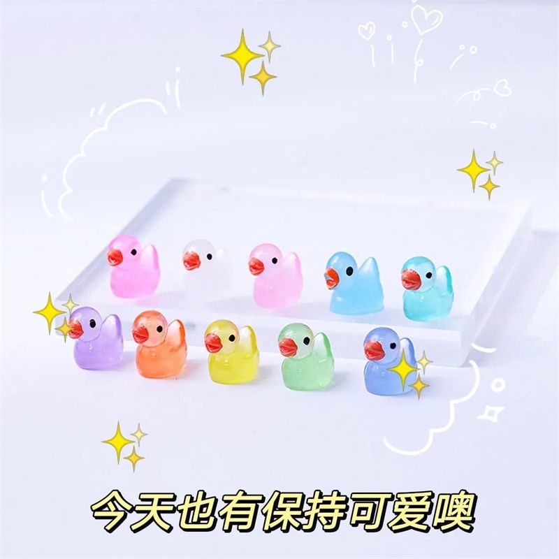 [Harga Grosir] Mainan Patung Bebek Miniatur Bercahaya/Glow in Dark Resin Mini Duck /Resin Ornamen Hiasan Interior Mobil Dashboard Trim