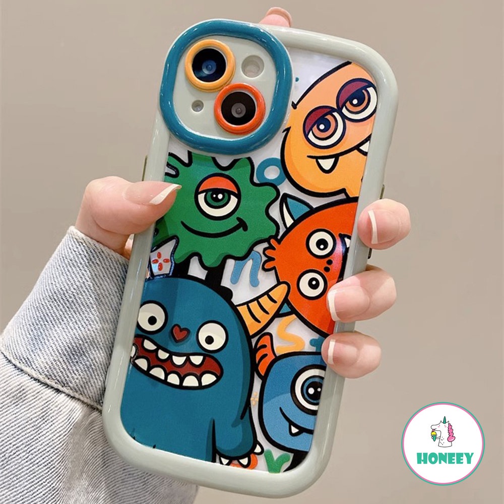 Casing Ponsel Monsters Warna Layar Penuh Lucu Kompatibel Untuk iPhone 14 Pro 12 13 11 Pro Max Akrilik Shockproof Back Cover