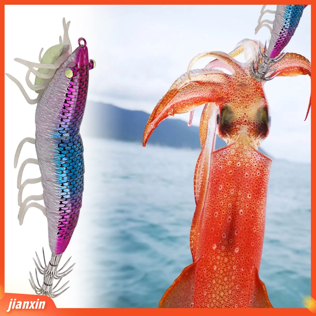 (In Stock) 11.7cm /20.5g Memancing Umpan Cumi Kait Simulasi Kulit Hidup Warna Terang Kaki Lembut Pengerjaan Halus Universal Bercahaya Udang Buatan Gurita Umpan Perlengkapan Memancing