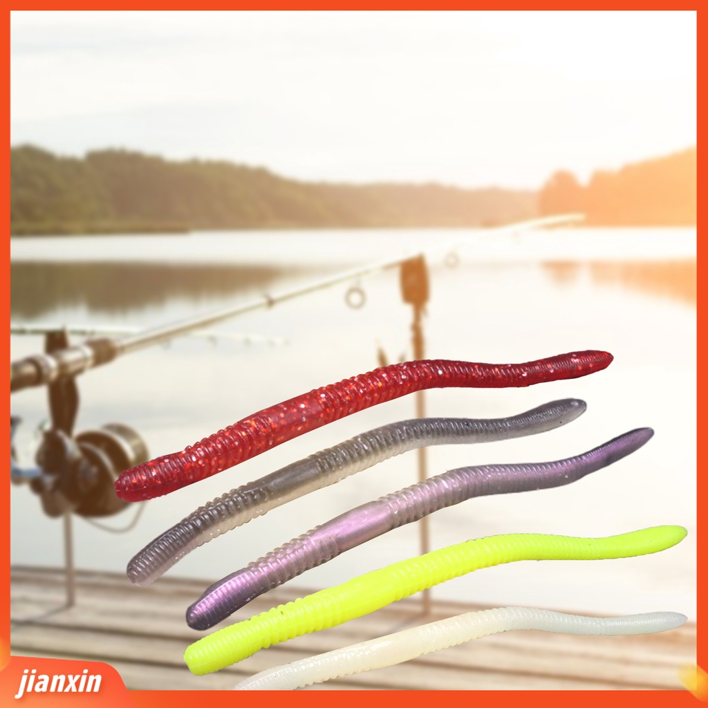 (In Stock) 10Pcs 11.5cm /4.2g Soft Lure Pola Spiral Simulasi Menggoda Angling Ekor Panjang Cacing Roti Umpan Palsu Memancing Luar Ruangan