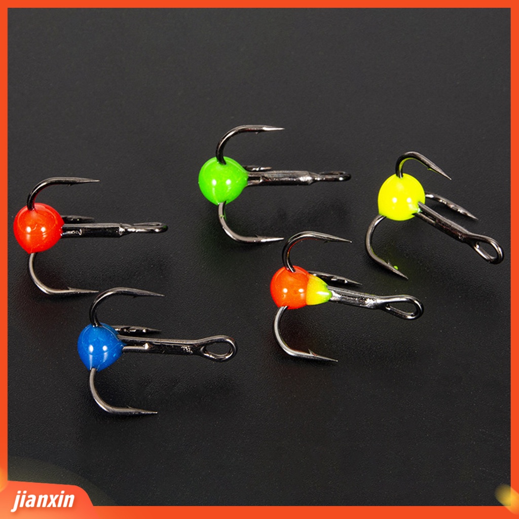(In Stock) 10Pcs /Box Kait Pancing Es Mini Tahan Karat Baja Karbon Tinggi Ketangguhan Yang Baik Kait Treble Solid Untuk Memancing