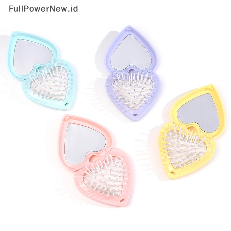 Power Mini Portable Lipat Compact Heart Pocket Sikat Rambut Cermin Styling Aksesoris ID