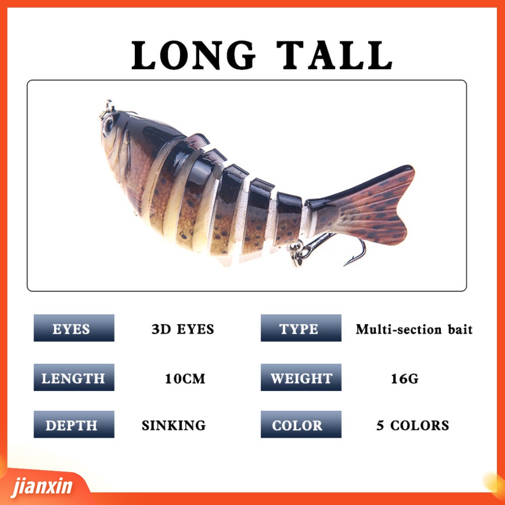 (In Stock) 10cm Stimulasi Air Laut Tawar 7-bagian 2-Hook Umpan Ikan Umpan Engkol