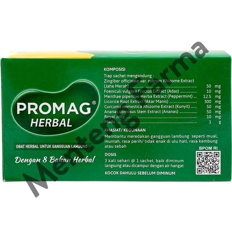 Promag Herbal 6 Sachet - Pereda Kembung, Sebah, Nyeri Ulu Hati