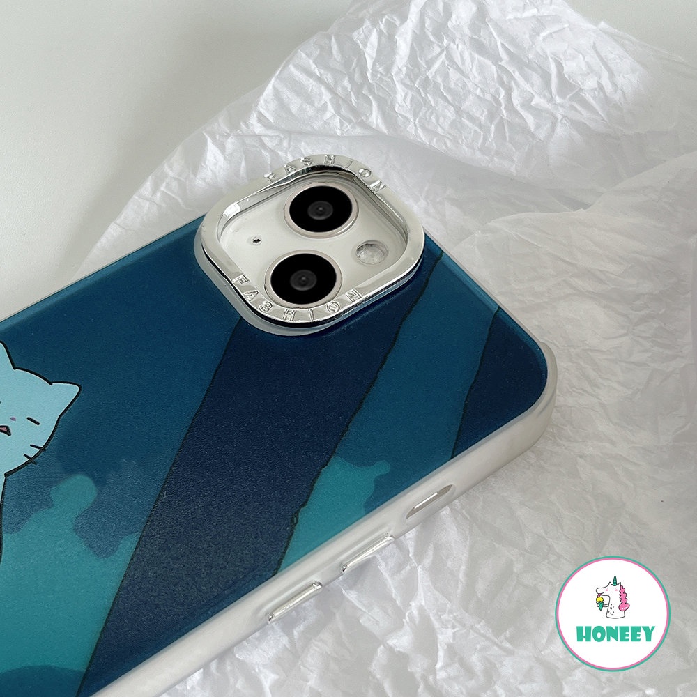 Casing Ponsel Motif Kucing Kartun Santai Putih Kompatibel Untuk iPhone 14 Pro Max13 12 11 Pro Max XR XS 7Plus 8Plus Cover Pelindung Lensa Berlapis