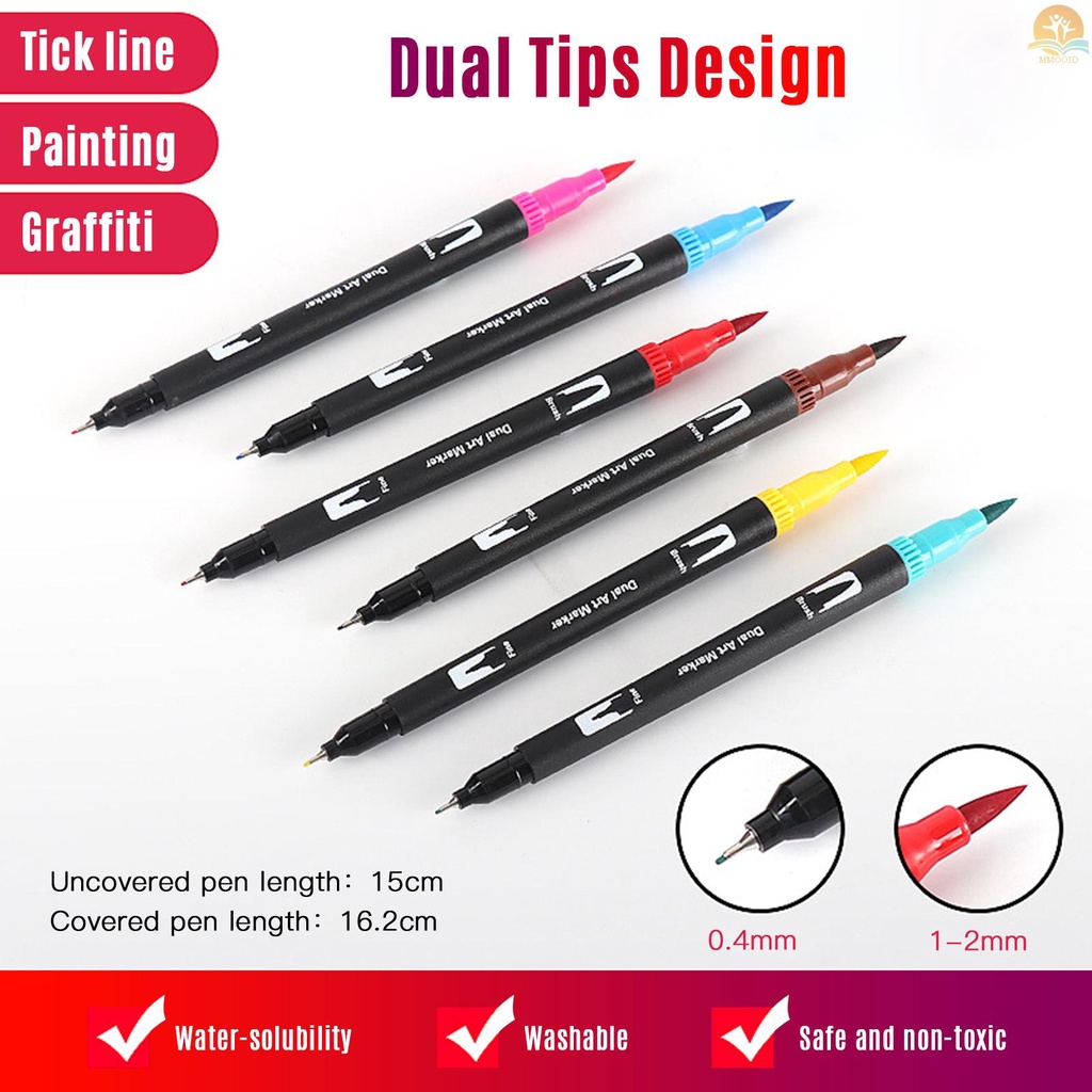 In Stock 24warna Spidol Set Double Tipped Colored Pen Fine Point Art Marker Untuk Anak-Anak Dewasa Mewarnai Gambar Ilustrasi Sketsa Artis