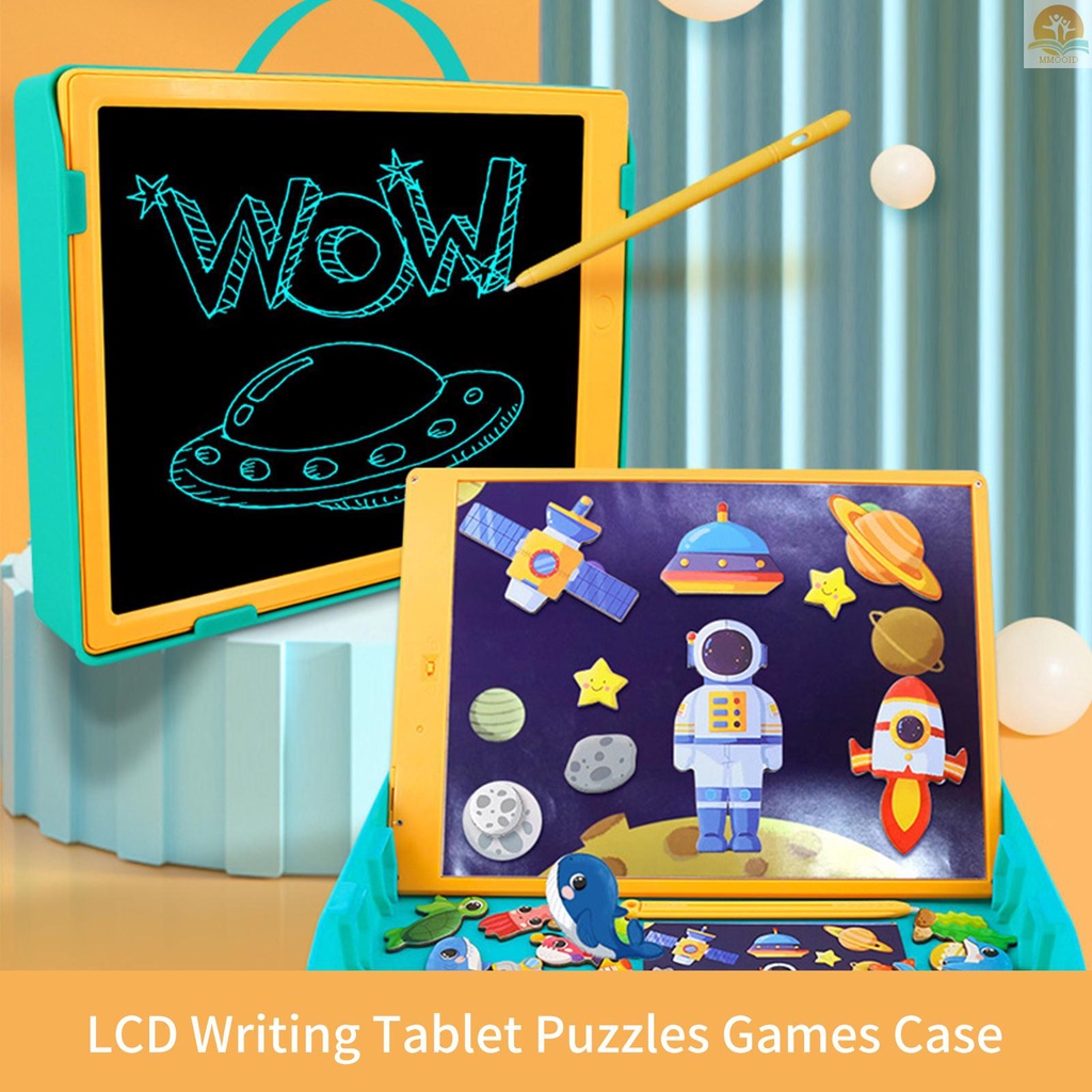 In Stock LCD Writing  with Pencil Case Drawing Board 9.5 Inch Colorful Screen with Stylus Drawing Writing Taking Notes Leaving Messages Box Organizer for Toddlers Boys Girls