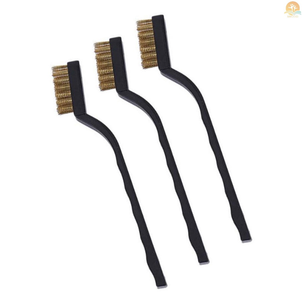 In Stock 3D Printer Parts &amp; Aksesoris Sikat Kawat Tembaga Kuningan Sikat Gores Dengan Pegangan Melengkung Untuk Nozzle Extruder Plat Hitam Pembersih Kusen Pintu Las Terak Dan Karat 12PCS