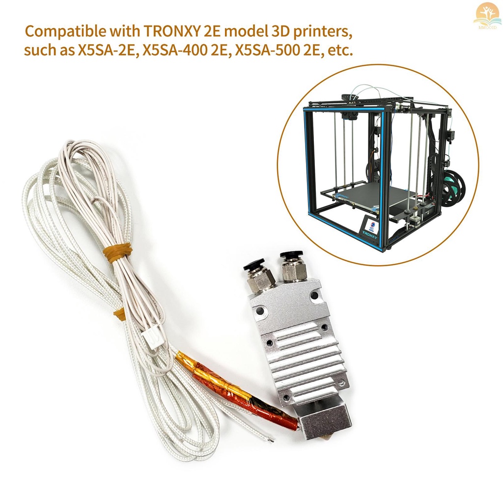 In Stock TRONXY 2in1 Out Dual Color Hotend Extruder Kit Dengan Pemanas Kawat Thermistor 0.4mm Nozzle Kuningan 24V Untuk TRONXY 2E Model 3D Printer