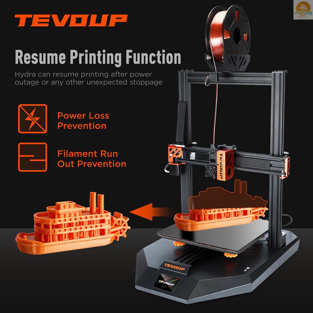 In Stock TEVOUP HYDRA 3D Printer Laser Engraver 2in1 Mesin Ukir 305x305x400mm Build Volume Dengan Platform Kaca Kisi Pemanasan Cepat Bed 4.3 Inch Touchscreen Ultra-Silent