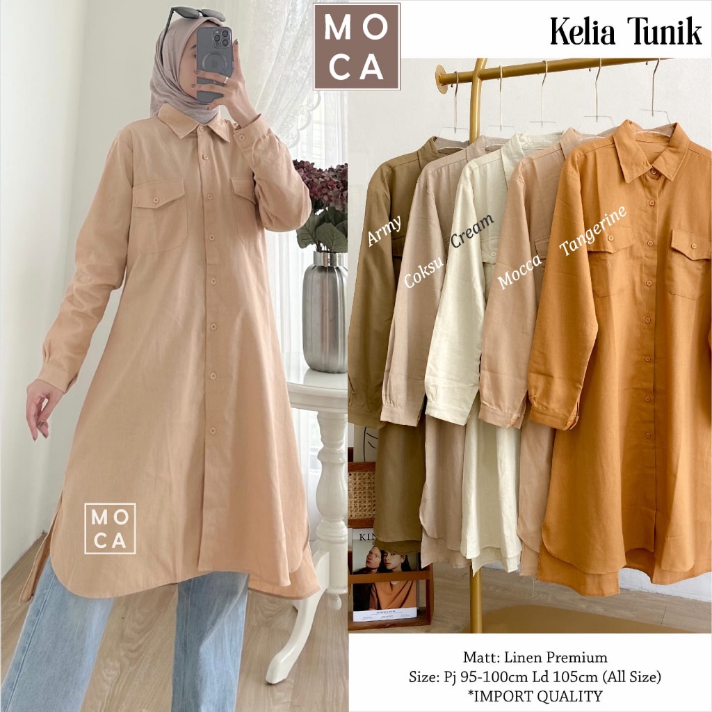 KELIA TUNIK ORI MOCA | Ld105 Linen Premium