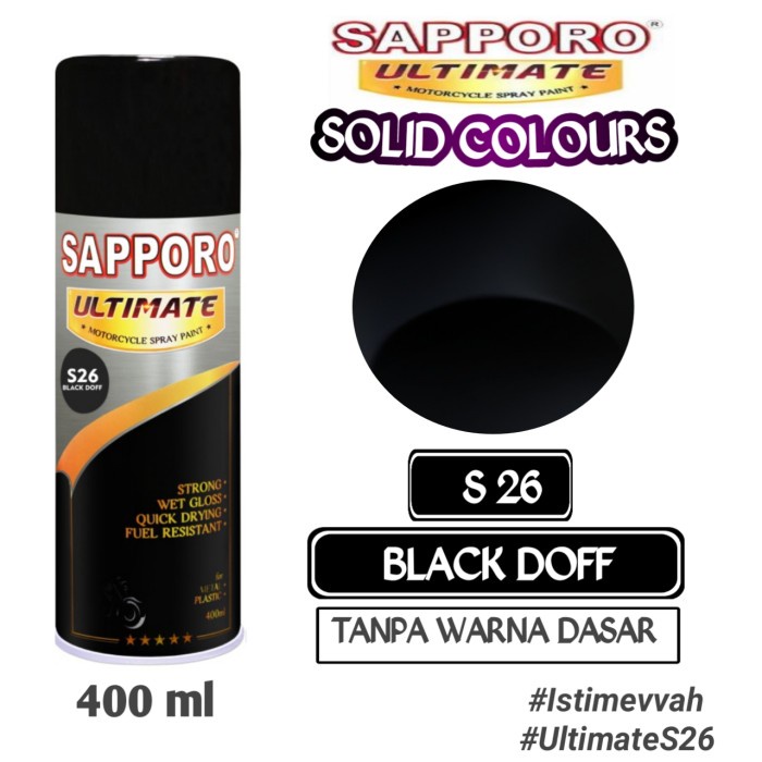 

S26 BLACK DOFF SAPPORO ULTIMATE 400ml Cat Semprot Pylok Pilok Pylox