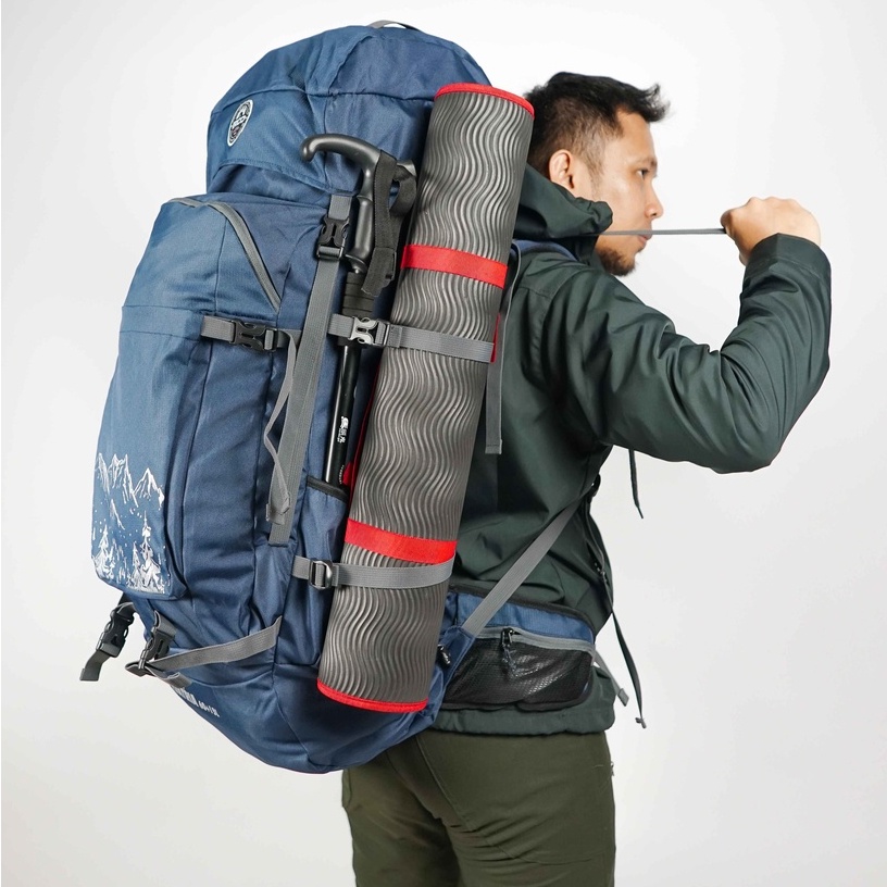 Ircoofficial tas pendaki gunung pria 60 liter include rain cover original - Keril irco ksatria navy 