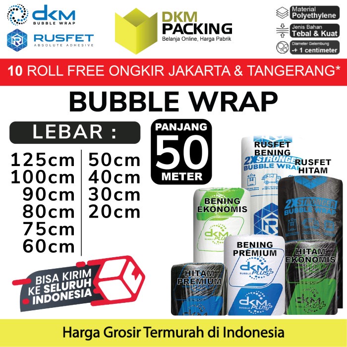 

BubbleWrap 125cm x 50m Plastik Bubble Wrap Roll DKM PLUS MURAH - Hijau Bening