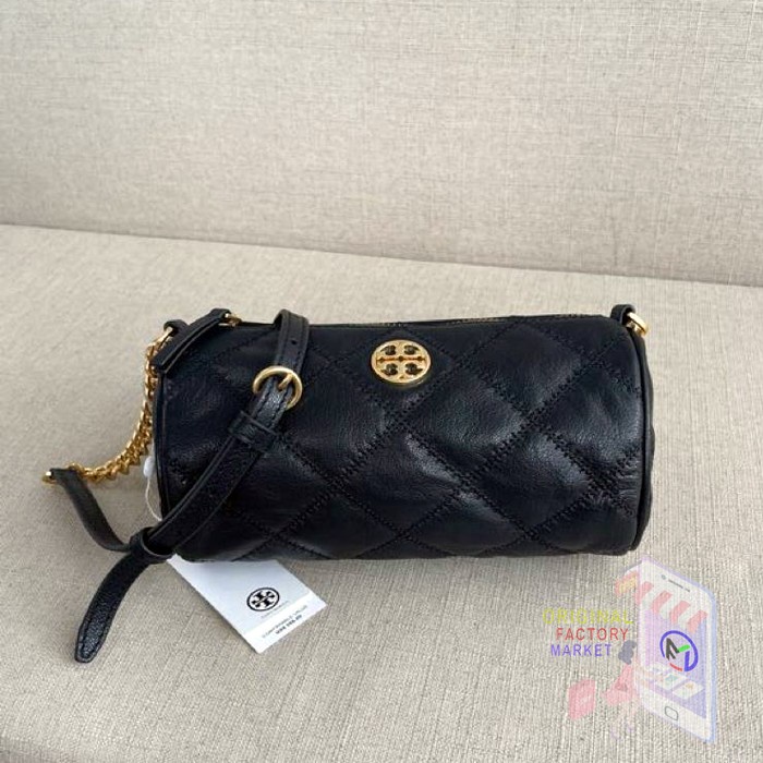 TAS TB 141024 WILLA BARREL Crossbody Shoulder Bag Black Gold Vs