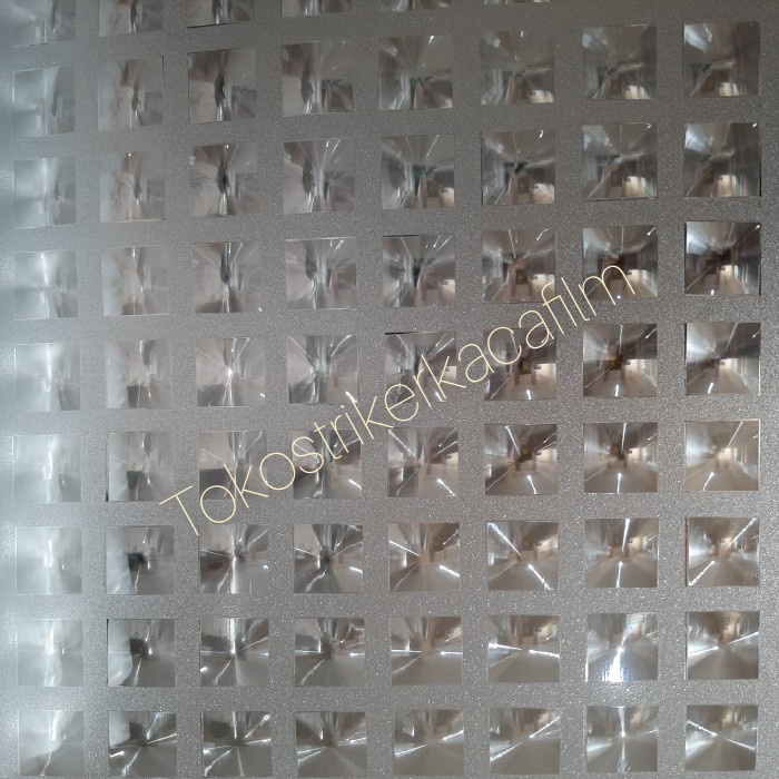 Stiker Kaca Motif Kotak 3D - Alat pasang