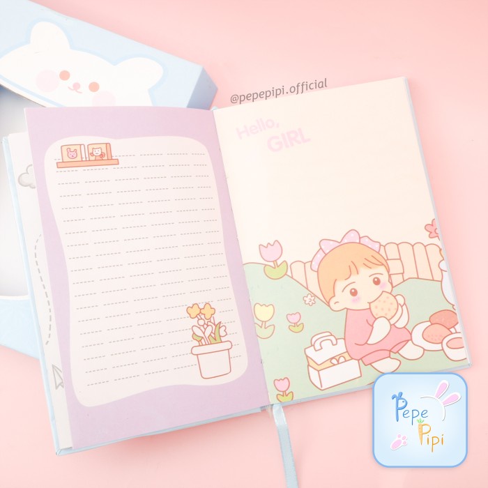 

Diary Hardbox Gembok Boba Squishy Dalam Full Color Note Book Kunci - Biru