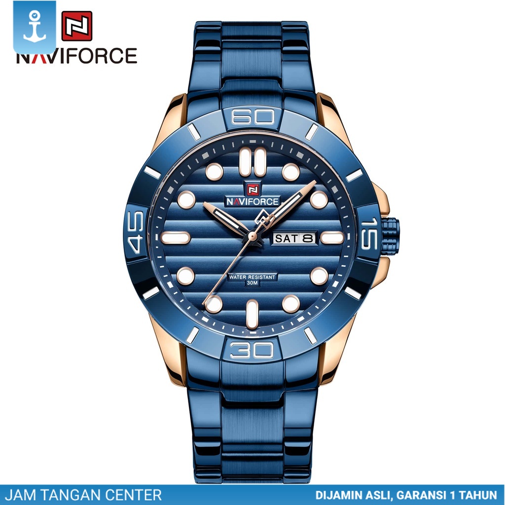 Jam Analog Pria NAVIFORCE ORIGINAL 9198 Garansi 1 tahun Stainless Steel
