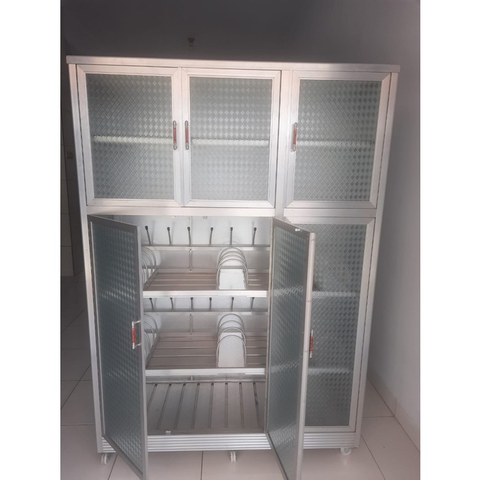 Lemari / Rak Piring Alumunium 3 Pintu