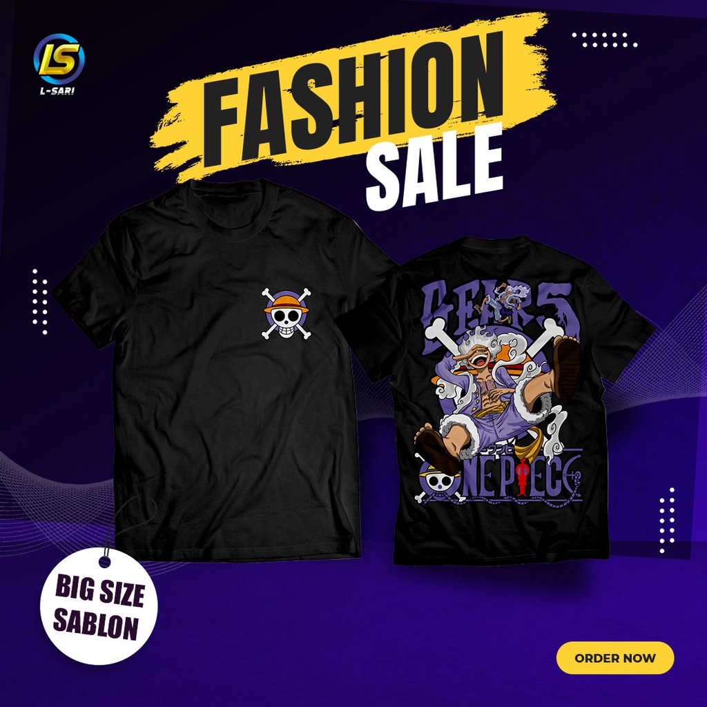 Kaos Luffy One Piece Gear 5 Terbaru Big Size S M L XL XXL 3XL 4XL 5XL Sun God Nika Tshirt Nakama Zor