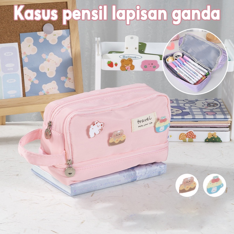 

COD Besar Jumbo Pencil Cases Large Capacity Pencil Bag Pouch Holder Box for Girls Office Student Stationery Organizer School