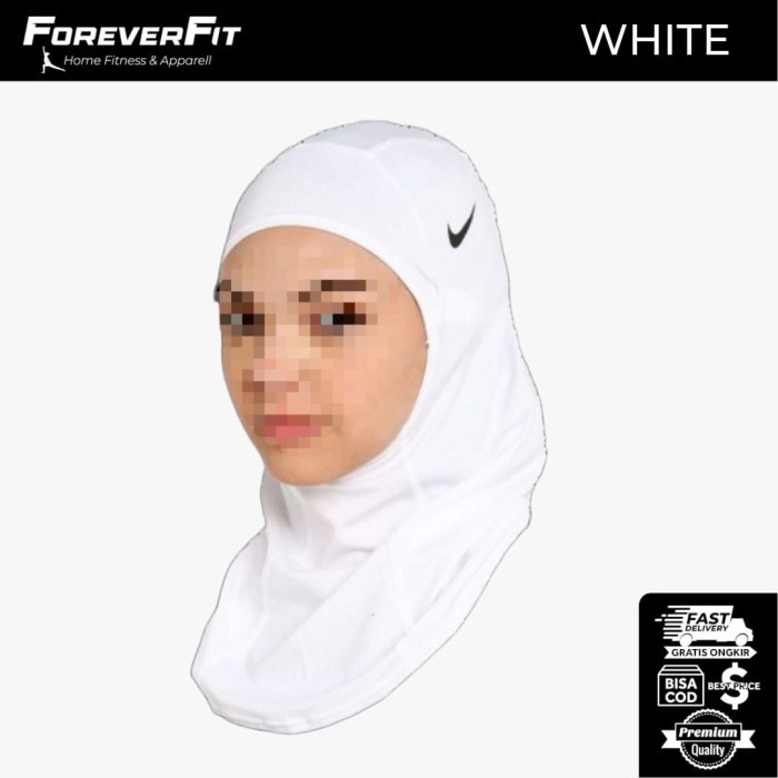 Hijab NIKE Pro Hijab Sport Jilbab Kerudung Olahraga NIKE Hijab Dri Fit - Putih