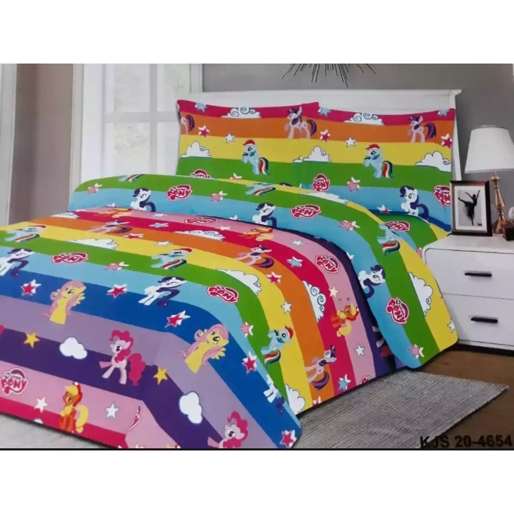 Promo  Sprei/ Seprei Murah Little Pony Rainbow Pojok Karet Ukuran 180x200 Dan 160x200/ Seprai Kuda P